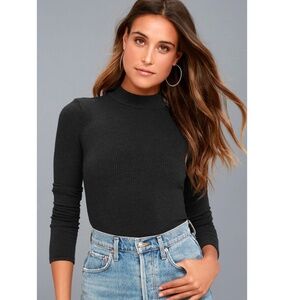 Project Social T Lena Stretchy Ribbed Knit Long Sleeve Top Size S